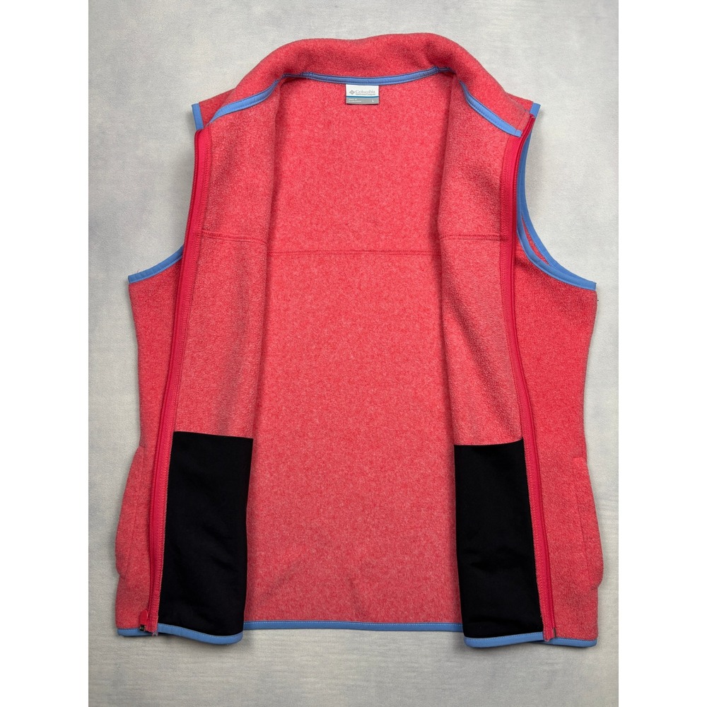 Columbia PFG Fleece Vest Womens Large Pink Red Full Zip Performance Fishing - Picture 3 of 9